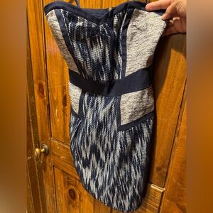 Milly Navy and White Textured Mini Dress